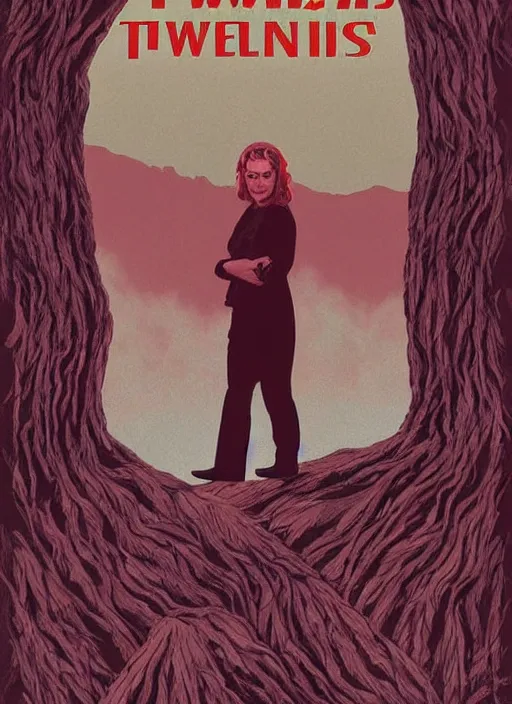 Image similar to twin peaks movie poster art by bill schmidt