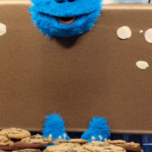 Prompt: Cookie Monster reacting to his cookie stocks tanking