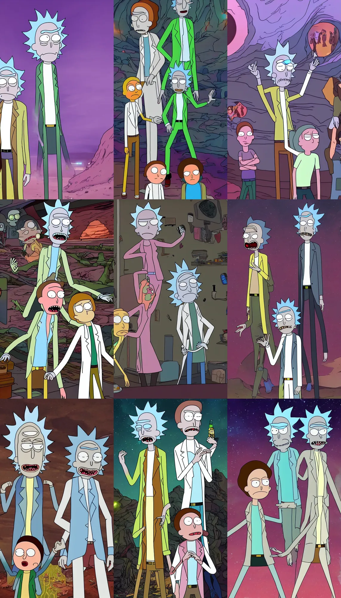 Prompt: rick and morty as a real humans photo, hyper realistic, highly detailed, dramatic lighting