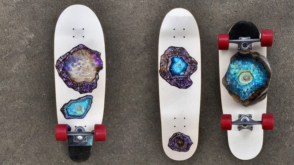 Image similar to skateboard with a geode decal