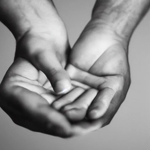 Prompt: a photo of a mans hands, photorealistic