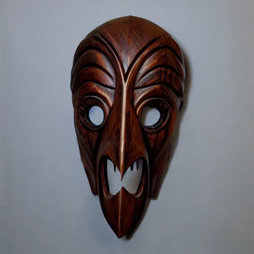 Prompt: illithid wooden mask