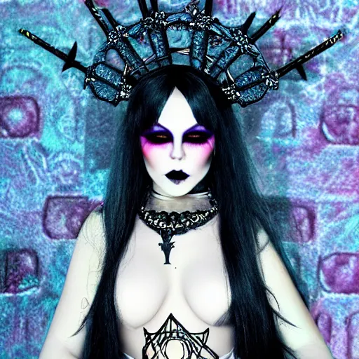 Image similar to kerli koiv pastel gothic makeup, tarot card