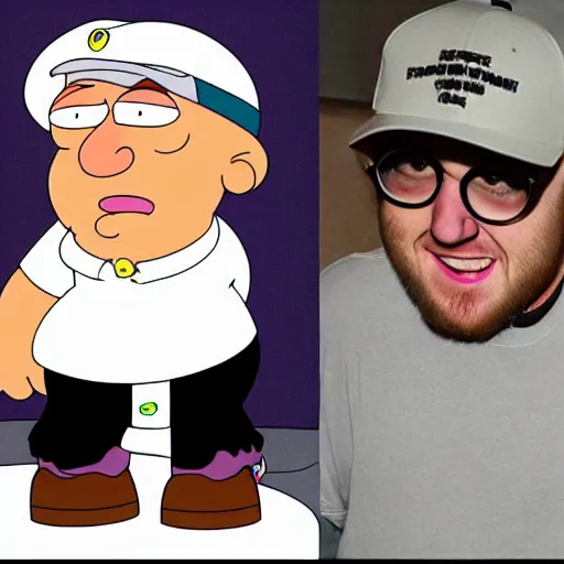 Prompt: mac miller, as a character in family guy