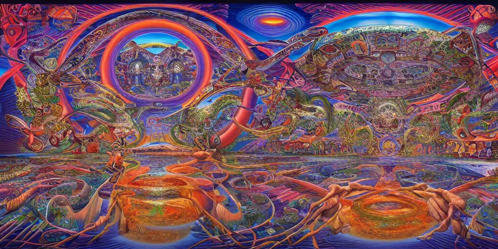 Image similar to memory palace, masterpiece composition, 8 k resolution, ultra fine illustration, art by alex grey and tokio aoyama, highly detailed,