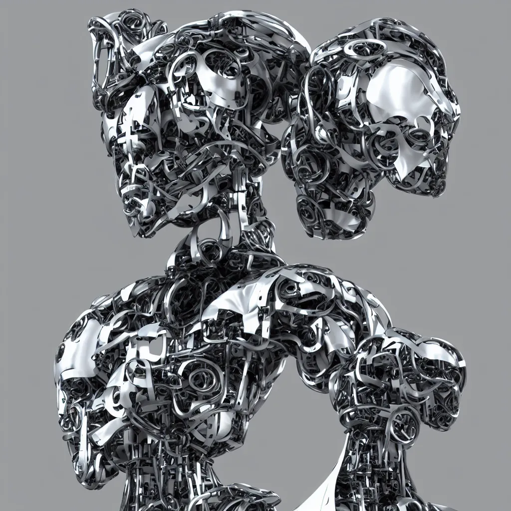 Image similar to a front view portrait of a japannese look like robot with ultra detailed mechanical parts with hard surface like head