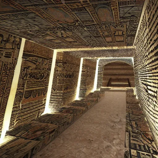 Image similar to the interior of an egyptian pyramid, modern, edm party inside