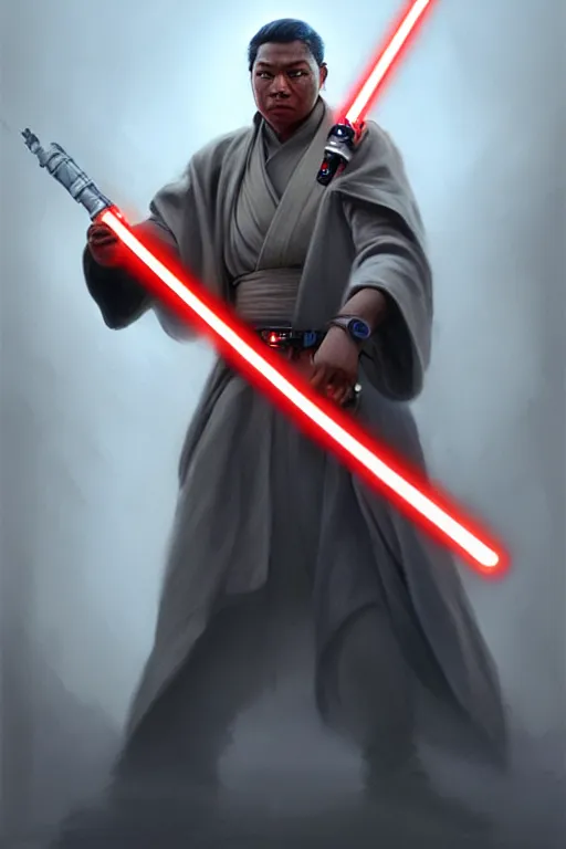 Image similar to breathtaking detailed concept art painting of a jedi winston churchil holding a lightsaber, by hsiao - ron cheng, exquisite detail, extremely moody lighting, 8 k