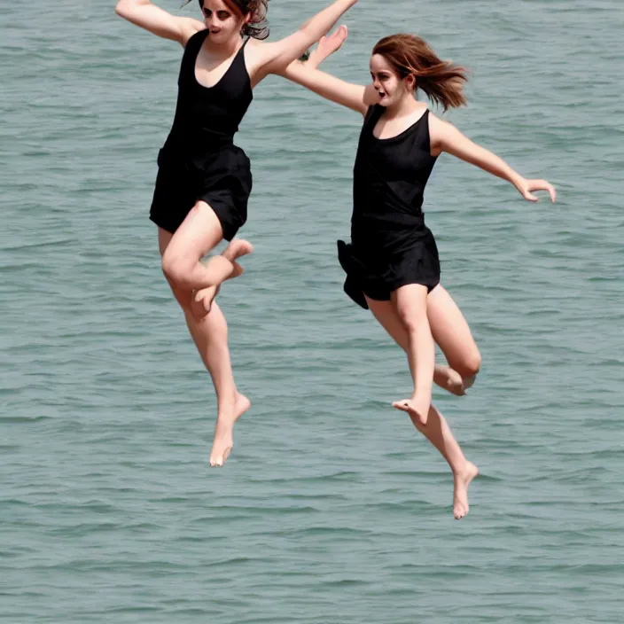 Image similar to emma watson jumping on water