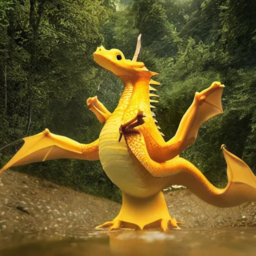 Image similar to national geographic professional photo of dragonite, award winning