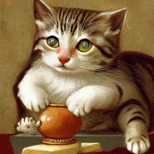 Prompt: cute cats in baroque art style