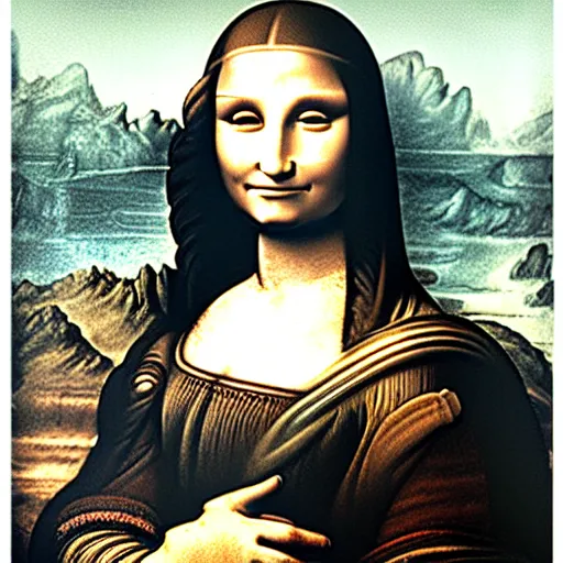 Prompt: leonardo da vinci ´ s gioconda with cat face