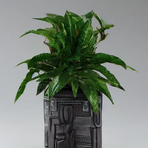 Image similar to an architectural, unique pot made for houseplants, hollywood regency style