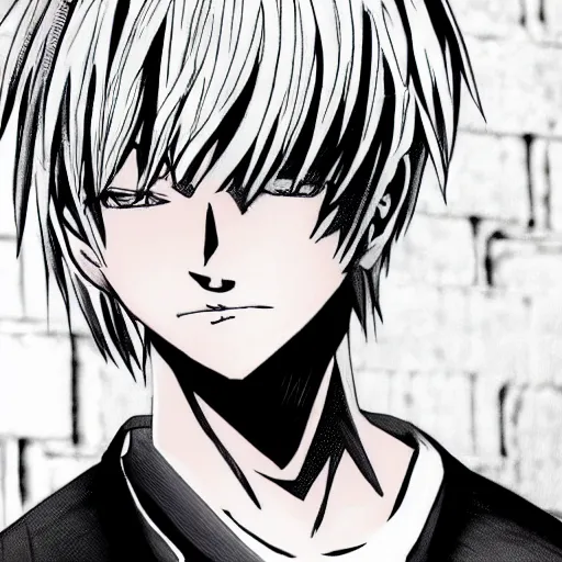 Image similar to young blonde boy fantasy thief, death note style, anime style