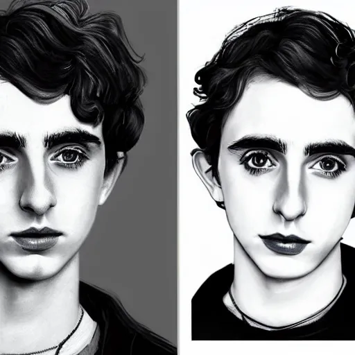 Prompt: portrait of a hybrid of freddie highmore and timothee chalamet, photo realistic, highly detailed