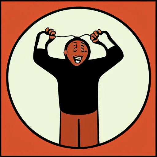 Image similar to svg sticker of a Dancing-Cleveland Brown, at a rave, spinning records, giant headphones rocking out, wearing headphones, huge speakers, dancing, rave, DJ, spinning records, digital art, amazing composition, rule-of-thirds, award-winning, trending on artstation, featured on deviantart