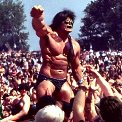 Image similar to hulk performing at woodstock