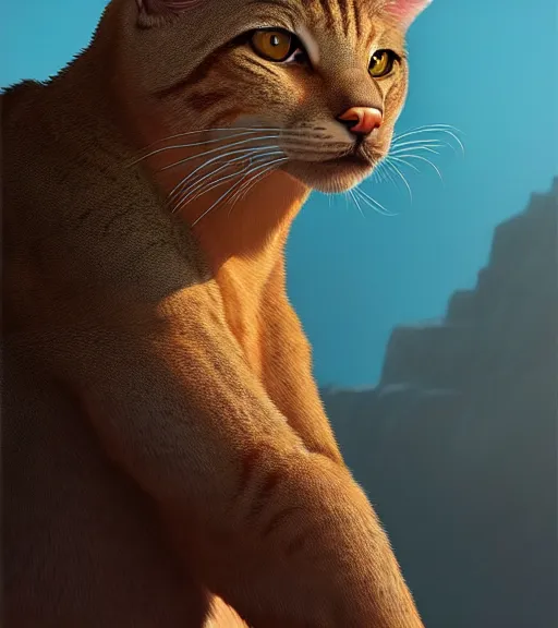 Image similar to portrait, tabaxi by dariusz zawadzki, kenneth blom, desert, artstation, contemporary art, hyper detailed