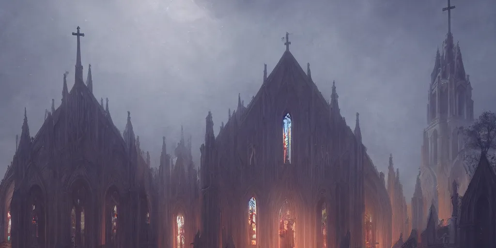 Prompt: A closeup of a holy church by Greg Rutkowski, 4k photorealistic, volumetric lighting, HD, high details, dramatic, trending on artstation