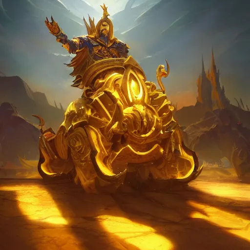 Image similar to a golden majestic chariots, yellow magic theme, bright art masterpiece artstation. 8 k, sharp high quality artwork in style of jose daniel cabrera pena and greg rutkowski, concept art by tooth wu, blizzard warcraft artwork, hearthstone card game artwork, the chariots