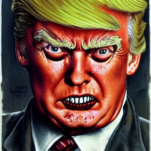 Image similar to zombie donald trump by norman rockwell