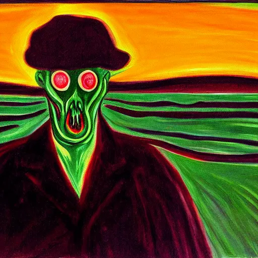 Prompt: painting of vengeance, in the style of munch, 8 k