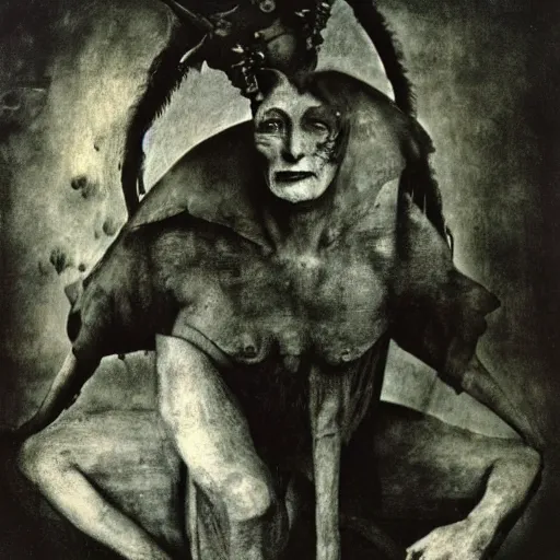 Image similar to portrait of the devil by hieronymus bosch, joel peter witkin, annie liebovitz