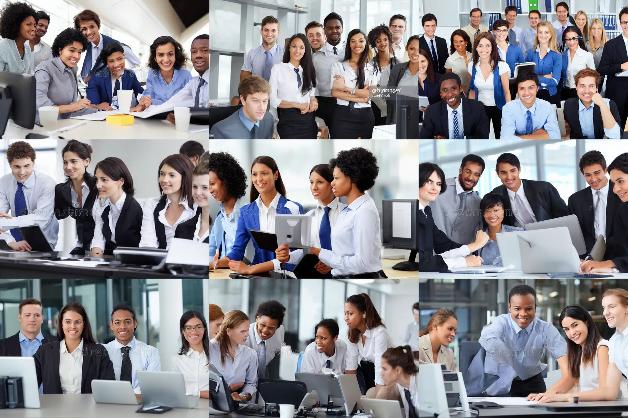 Prompt: stock photograph young office workers diverse