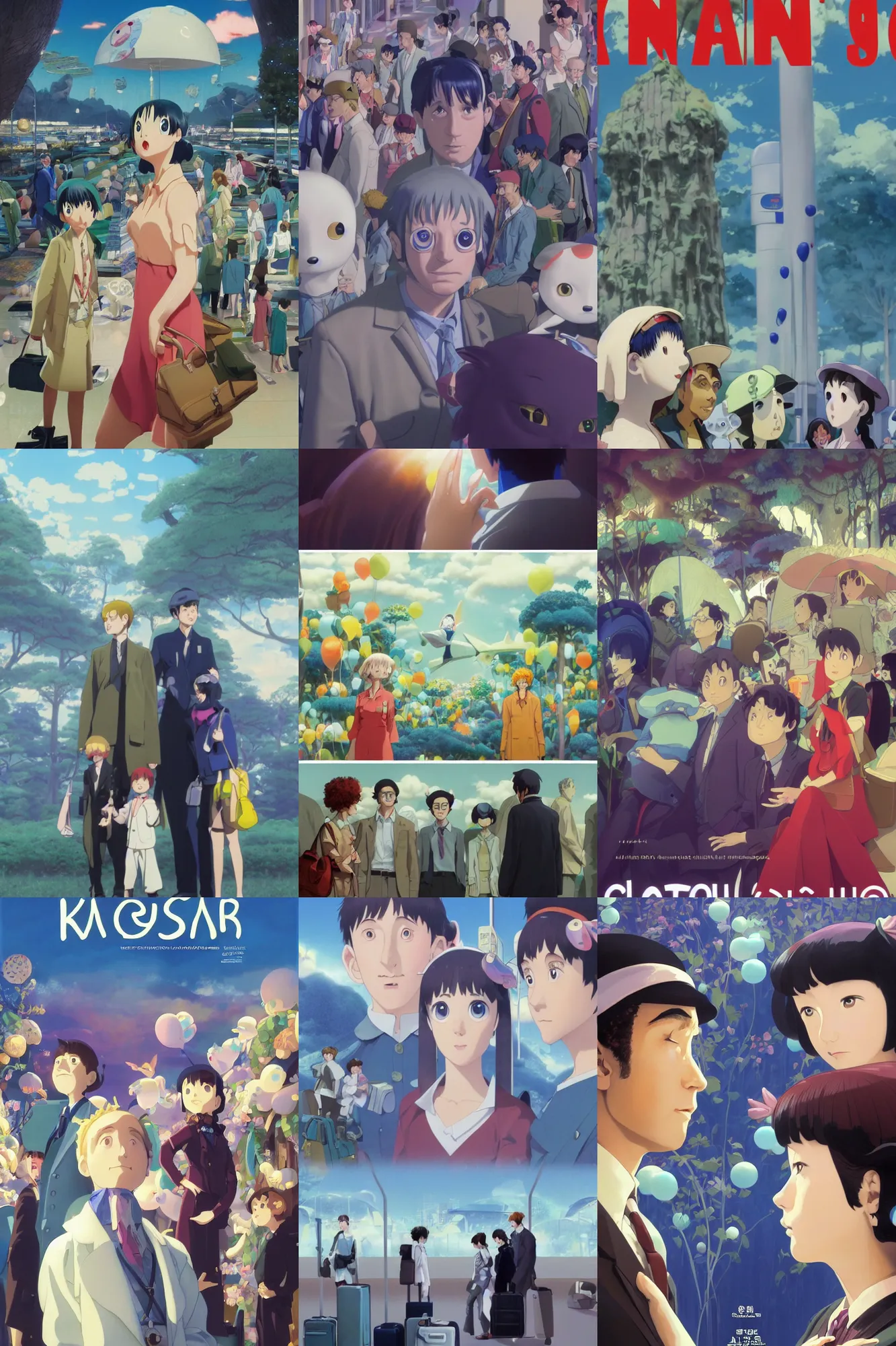 Prompt: a beautiful time at a airport baggage claim solving mysteries, Klaus Movie poster, artwork by Chiho Aoshima, Donato Giancola, Craig Mullins, a Rendering of a cinematic beautiful closeup moment of friends standing facing toward their love, full of details, Matte painting, trending on artstation, Mamoru hosoda