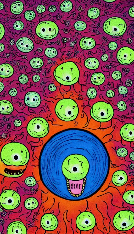 Image similar to a storm vortex made of many demonic eyes and teeth, by allie brosh