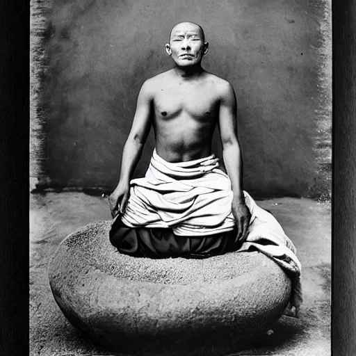 Image similar to platon photograph of a levitating tibetan monk