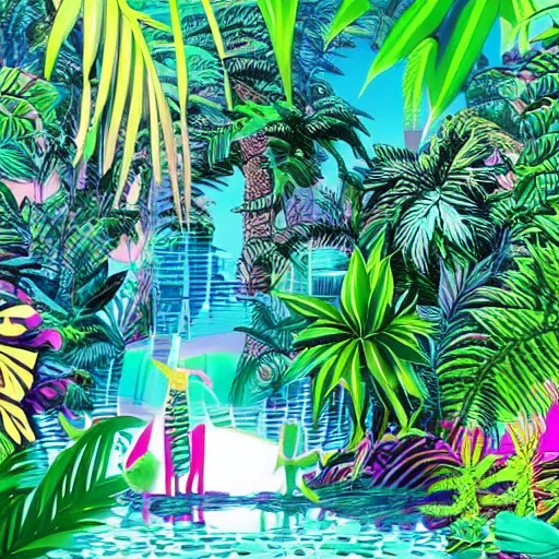 Image similar to vaporwave jungle