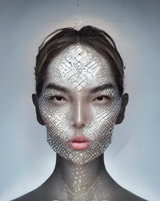 Image similar to portrait of a woman made of diamonds. intricate abstract. intricate artwork. by tooth wu wlop beeple dan mumford. trending on artstation