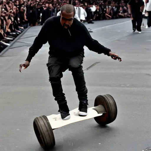 Prompt: kanye west doing a kickflip