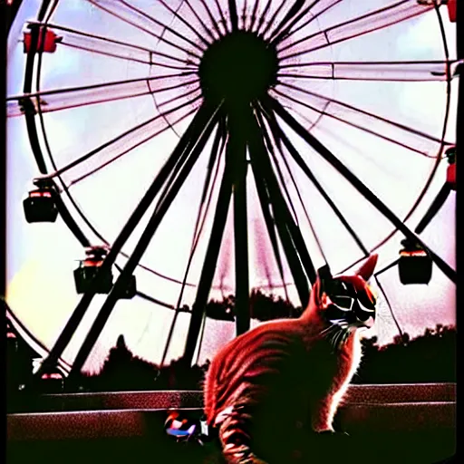 Image similar to !!! cat!!!, ( ferris wheel ), feline, sitting, riding, award winning photo