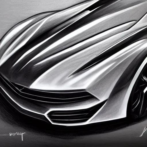 Image similar to concept pencil drawing of a new sport car.