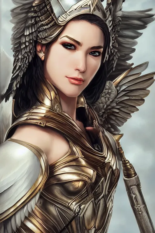 Image similar to a highly detailed beautiful portrait or a valkyrie in the style of artgerm.