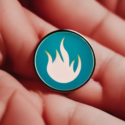 Image similar to minimalistic circle enamel pin of a alcohol cup on fire flame, retro design