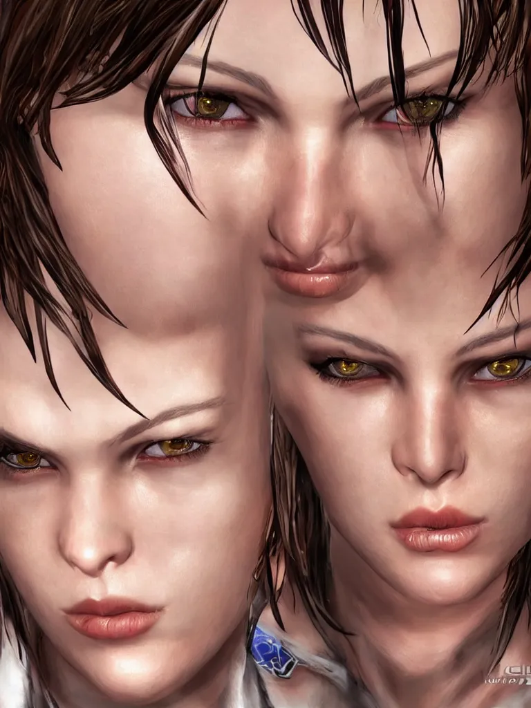 Image similar to Mila Jovovich face close up in Tekken style