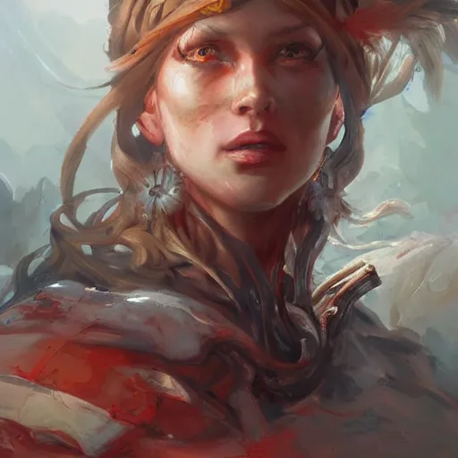 Image similar to a beautiful painting of a nord woman, by raymond swanland and jesper ejsing, featured on artstattion