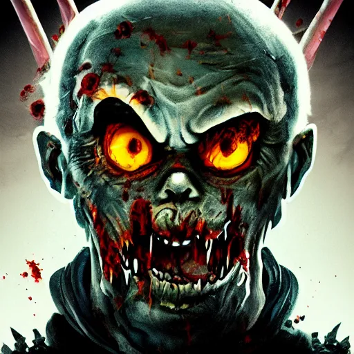 Prompt: angry horrible zombie portrait, grimdark game icon, stylized digital illustration, radiating a glowing aura, global illumination, ray tracing, hdr, fanart arstation by ian pesty and katarzyna bek - chmiel