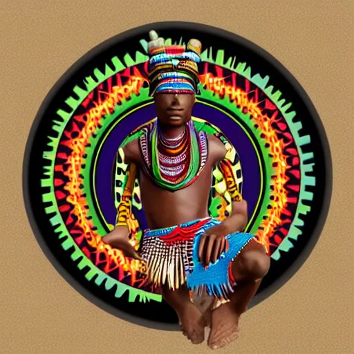 Image similar to african tribal chief vinyl art toy, detailed product photo, 3 d render,