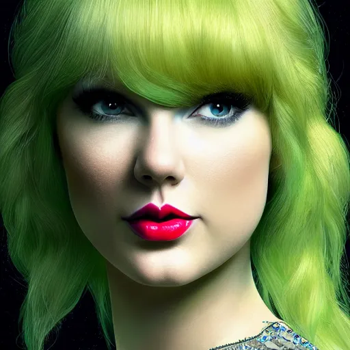 Prompt: portrait of Taylor Swift as Princess Fiona in Shrek 2001. HD, 4K. intricate abstract. intricate artwork. by wlop, beeple, dan mumford. trending on artstation, greg rutkowski very coherent symmetrical artwork. cinematic, hyper realism, high detail, octane render, 8k