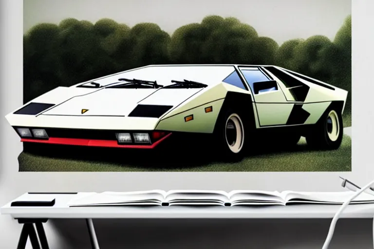 Prompt: lamborghini countach 8 0 s poster