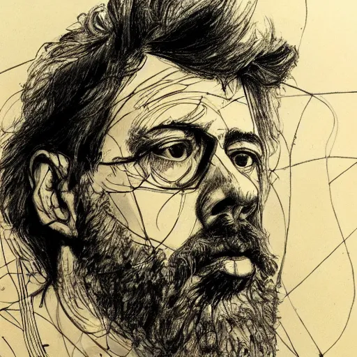 Image similar to a realistic yet scraggly portrait sketch of the side profile of a stern and sophisticated jay kay, trending on artstation, intricate details, in the style of frank auerbach, in the style of sergio aragones, in the style of martin ansin, in the style of david aja, in the style of mattias adolfsson