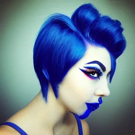 Image similar to beautiful girl black lipstick blue hair