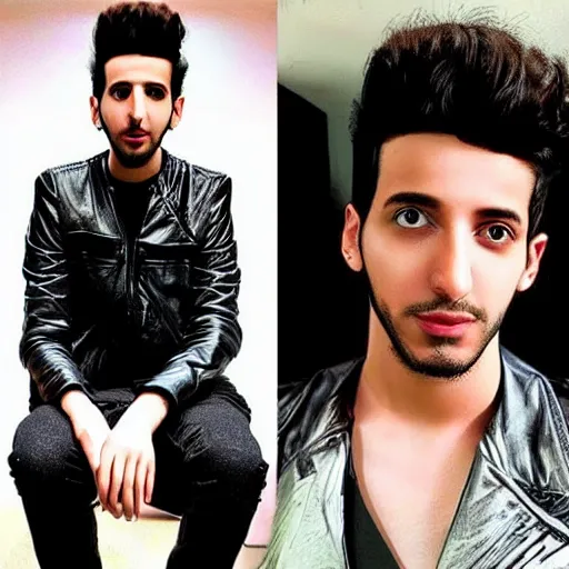 Image similar to “a realistic detailed photo of a guy who is an attractive humanoid who is half robot and half humanoid, who is a male android, singer Sebastian Yatra, shiny skin, posing like a statue, blank stare”