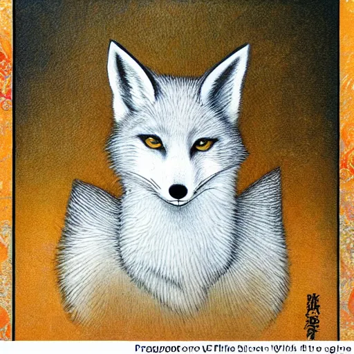 Prompt: Futusitic white fox in the style of Chie Yoshii