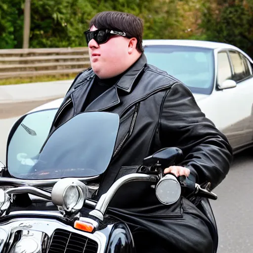 Fat man in hot sale leather jacket