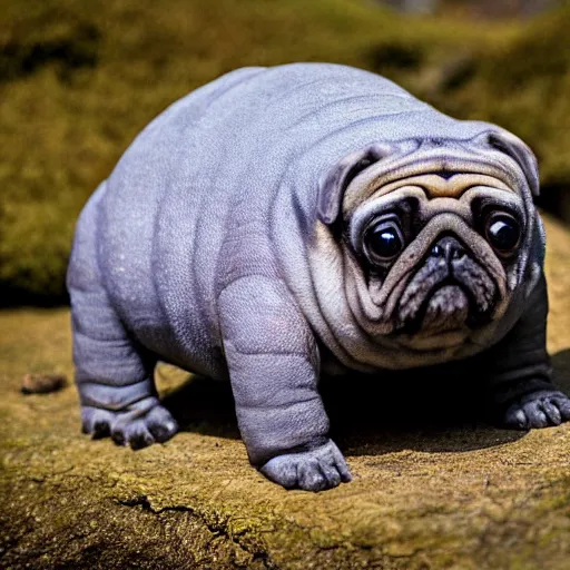 Image similar to a Tardigrade Pug Hybrid, A tardigrade that looks like a pug, afternoon hangout, good times photograph, candid